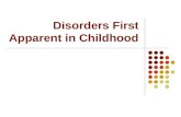 Disorders First Apparent in Childhood Why “first apparent”? May continue into adulthood May lead to other adult disorders May impact development.