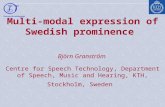 Multi-modal expression of Swedish prominence Björn Granström Centre for Speech Technology, Department of Speech, Music and Hearing, KTH, Stockholm, Sweden.