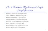 1 Ch. 4 Boolean Algebra and Logic Simplification Boolean Operations and Expressions Laws and Rules of Boolean Algebra Boolean Analysis of Logic Circuits.