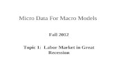 Micro Data For Macro Models Fall 2012 Topic 1: Labor Market in Great Recession.