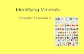 Identifying Minerals Chapter 3 Lesson 1. Big Ideas The properties of rocks and minerals reflect the processes that formed them. How to identify common.