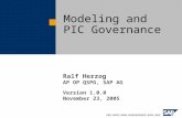Ralf Herzog AP OP QSPG, SAP AG Version 1.0.0 November 23, 2005 Modeling and PIC Governance.