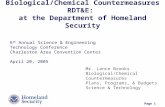 Page 1 Biological/Chemical Countermeasures RDT&E: at the Department of Homeland Security Mr. Lance Brooks Biological/Chemical Countermeasures Plans, Programs,