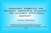 1 Corporate longevity and business innovative projects: the economic efficiency approach Tatyana Novikova Novosibirsk State University, Department of Economics.