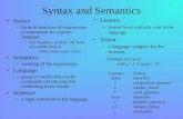 Syntax and Semantics Syntax –form or structure of expressions or statements for a given language For instance, in Java, the form of a while loop is –while(