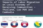 Research Proposal: Impacts of Labor Migration on Local Economy of Receiving Communities – Thailand, Lao PDR and Cambodia Prepared by: Cici, Warin and Yin.