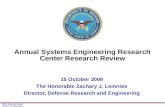 SERC Research Review October 15, 2009 Page-1 Annual Systems Engineering Research Center Research Review 15 October 2009 The Honorable Zachary J. Lemnios.