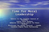 Time for Moral Leadership Address to the Canadian Council of Churches Joanna Santa Barbara McMaster University Centre for Peace Studies Physicians for.
