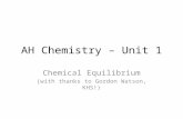 AH Chemistry – Unit 1 Chemical Equilibrium (with thanks to Gordon Watson, KHS!)