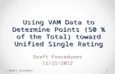 Using VAM Data to Determine Points (50 % of the Total) toward Unified Single Rating Draft Procedures 11/21/2012 DRAFT DOCUMENT.