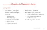 Transport Layer 3-1 Chapter 3: Transport Layer our goals: understand principles behind transport layer services: –multiplexing, demultiplexing –reliable.