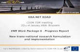 Hans INGVARSSON, edited by Martin Steward for CEDR TGR 22 Jan 09 ERA-NET ROAD CEDR TGR meeting 22 nd of January 2009, Brussels ENR Work Package 6 - Progress.