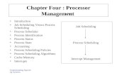 Chapter Four : Processor Management Introduction Job Scheduling Versus Process Scheduling Process Scheduler Process Identification Process Status Process.