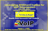 Leveraging Wideband Codecs for VoIP Development Laurent Amar President, VoiceAge Corporation.