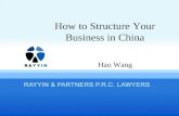 How to Structure Your Business in China Hao Wang.