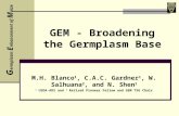 GEM - Broadening the Germplasm Base M.H. Blanco 1, C.A.C. Gardner 1, W. Salhuana 2, and N. Shen 1 1 USDA-ARS and 2 Retired Pioneer Fellow and GEM TSG Chair.