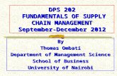 DPS 202 FUNDAMENTALS OF SUPPLY CHAIN MANAGEMENT September-December 2012 By Thomas Ombati Department of Management Science School of Business University.