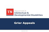 Grier Appeals September 2015. Learner Objectives Grier Revised Consent Decree Appeals Process How to file an appeal How to withdraw an appeal DIDD Protocols.