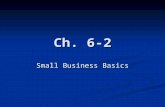 Ch. 6-2 Small Business Basics. Small Business Ownership Small Business- An independent business with fewer than 500 employees. Small Business- An independent.