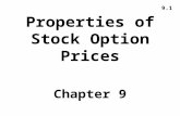 9.1 Properties of Stock Option Prices Chapter 9. 9.2 Notation c : European call option price p :European put option price S 0 :Stock price today X :Strike.