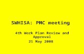 SWHISA: PMC meeting 4th Work Plan Review and Approval 21 May 2008.