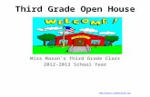 Third Grade Open House Miss Mason’s Third Grade Class 2012-2013 School Year .