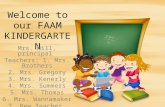 Welcome to our FAAM KINDERGARTEN Mrs. Hill, principal Teachers: 1. Mrs. Brothers 2. Mrs. Gregory 3. Mrs. Kenerly 4. Mrs. Summers 5. Mrs. Thomas 6. Mrs.