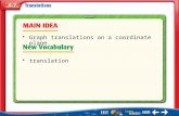 Main Idea/Vocabulary translation Graph translations on a coordinate plane.
