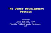 The Donor Development Process Presented by John Elbare, CFP Florida Philanthropic Advisors, LLC.