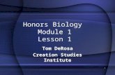 Honors Biology Module 1 Lesson 1 Tom DeRosa Creation Studies Institute 1.