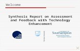 Welcome Synthesis Report on Assessment and Feedback with Technology Enhancement.
