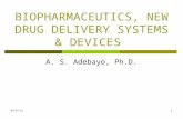 10/1/20151 BIOPHARMACEUTICS, NEW DRUG DELIVERY SYSTEMS & DEVICES A. S. Adebayo, Ph.D.