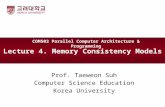 Lecture 4. Memory Consistency Models Prof. Taeweon Suh Computer Science Education Korea University COM503 Parallel Computer Architecture & Programming.