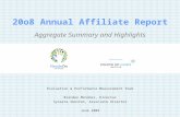 20o8 Annual Affiliate Report Aggregate Summary and Highlights Evaluation & Performance Measurement Team Brandee Menoher, Director Syreeta Skelton, Associate.