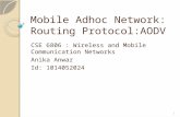 Mobile Adhoc Network: Routing Protocol:AODV CSE 6806 : Wireless and Mobile Communication Networks Anika Anwar Id: 1014052024 1.