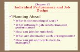 1 Chapter 15 Individual Performance and Job Design 4 Planning Ahead  What is the meaning of work?  What influences job satisfaction and performance?