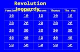 Revolution Jeopardy TensionsTyrannyTreasonThomasThe War 10 20 30 40 50.