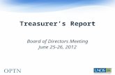 Treasurer’s Report OPTN/UNOS Board of Directors Meeting June 25-26, 2012.
