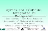 MyVocs and GridShib: Integrated VO Management Jill Gemmill, John-Paul Robinson University of Alabama at Birmingham Tom Scavo, Von Welch National Center.