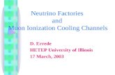 Neutrino Factories and Muon Ionization Cooling Channels D. Errede HETEP University of Illinois 17 March, 2003.