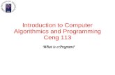 Introduction to Computer Algorithmics and Programming Ceng 113 What is a Program?