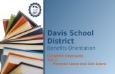 Classified Employees Tier 2 ~Personal Leave and Sick Leave Davis School District Benefits Orientation.