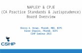 NAPLEX ® & CPJE (CA Practice Standards & Jurisprudence) Board Overview Sherry A. Brown, PharmD, MBA, BCPS Karen Shapiro, PharmD, BCPS CSHP Seminar 2015.