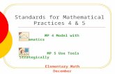 Standards for Mathematical Practices 4 & 5 MP 4 Model with Mathematics MP 5 Use Tools Strategically Elementary Math December.