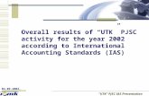 04.09.2003, Krasnodar № “UTK” PJSC IAS Presentation Overall results of “UTK” PJSC activity for the year 2002 according to International Accounting Standards.