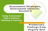 Assessment Strategies, Assessment networks Session II Preliminary Findings from Virginia Tech Using Assessment Data to Improve Teaching & Learning.