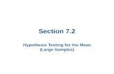 Section 7.2 Hypothesis Testing for the Mean (Large Samples)