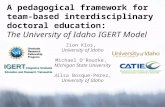 A pedagogical framework for team-based interdisciplinary doctoral education: The University of Idaho IGERT Model Zion Klos, University of Idaho Michael.