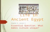 Life in Ancient Egypt Chapter 5, Lesson 2 Essential Question: What makes culture unique?