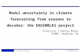 First EUROBRISA Workshop17 March 2008The ENSEMBLES project Model uncertainty in climate forecasting from seasons to decades: the ENSEMBLES project Francisco.
